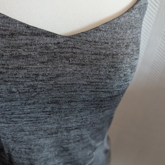 BCBGeneration Liquid Silver Metallic Asymmetrical Ruched Midi Dress Size Medium - Picture 9 of 16